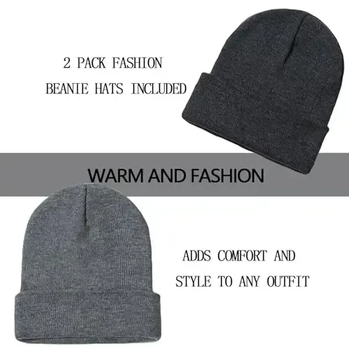 ZOORON 1&2 Pack Erkaklar Ayollar uchun Beanie Slouchy Beanie Shlyapalar Qishki Trikotaj Shapka Yumshoq chang'i shapkasi Uniseks - 2