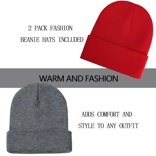 ZOORON 1&2 Pack Erkaklar Ayollar uchun Beanie Slouchy Beanie Shlyapalar Qishki Trikotaj Shapka Yumshoq Ski Shapkasi Uniseks - 2
