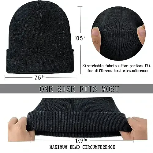 ZOORON 1&2 Pack Erkaklar Ayollar uchun Beanie Slouchy Beanie Shlyapalar Qishki Trikotaj Shapka Yumshoq Ski Shapkasi Unisex - 3