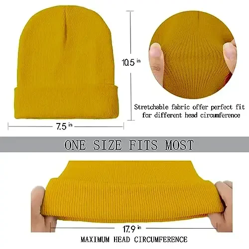 ZOORON 1&2 Pack Erkaklar Ayollar uchun Beanie Slouchy Beanie Shlyapalar Qishki Trikotaj Shlyapalar Yumshoq Chang'i Shlyapa Unisex - 3