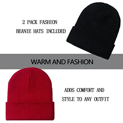 ZOORON 1&2 Pack Erkaklar Ayollar uchun Beanie Yumshoq Qishki Triko Shapka Uniseks - ZOORON (1)