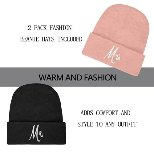 ZOORON 1&2 Pack Erkaklar Ayollar uchun Beanie Yumshoq Qishki Triko Shapka Uniseks - 2