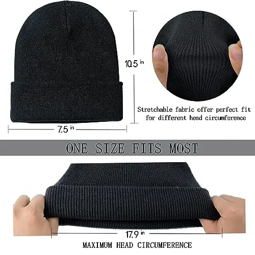 ZOORON 1&2 Pack Erkaklar Ayollar uchun Beanie Yumshoq Qishki Triko Shapka Uniseks - 3