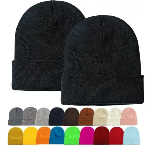 ZOORON 1&2 Pack Erkaklar va Ayollar uchun Beanie Bo'shashgan Beanie Shlyapalar Qishki Trikotaj Shlyapalar Yumshoq Chang'i Shlyapasi Uniseks - 1