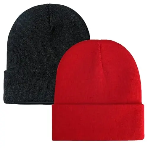 ZOORON 1&2 Pack Erkaklar va Ayollar uchun Beanie Bo'yinbog'i Qishki Trikotaj Shapkalar Yumshoq Chang'i Shapkasi Unisex - 1