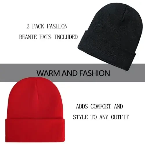 ZOORON 1&2 Pack Erkaklar va Ayollar uchun Beanie Bo'yinbog'i Qishki Trikotaj Shapkalar Yumshoq Chang'i Shapkasi Unisex - ZOORON (1)