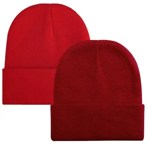 ZOORON 1&2 Pack Erkaklar va Ayollar uchun Beanie Bo'yinbog'lari Qishki Trikotaj Shlyapalar Yumshoq Chang'i Shlyapasi Unisex 