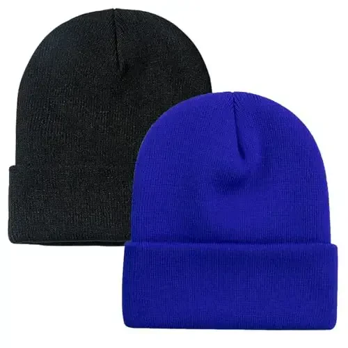 ZOORON 1&2 Pack Erkaklar va Ayollar uchun Beanie Qalpog'i Yumshoq Qishki Triko Qalpog'i Unisex - 1