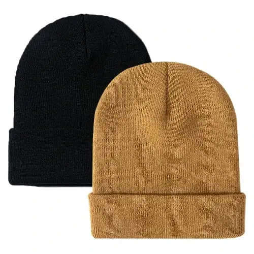 ZOORON 1&2 Pack Erkaklar va Ayollar uchun Beanie Qalpog'i Yumshoq Qishki Triko Shapka Uniseks 