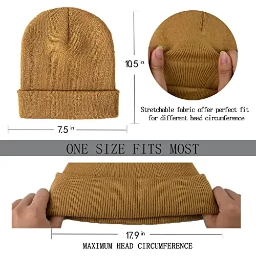 ZOORON 1&2 Pack Erkaklar va Ayollar uchun Beanie Qalpog'i Yumshoq Qishki Triko Shapka Uniseks - 3