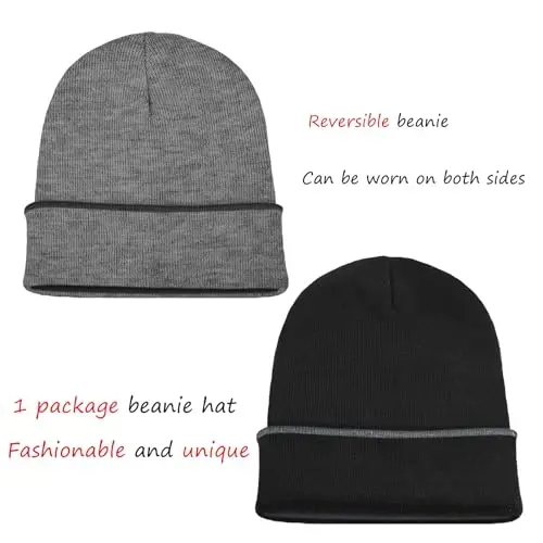 ZOORON 1&2 Pack Erkaklar va Ayollar uchun Beanie Qalpog'i Yumshoq Qishki Triko Shapkalar Yumshoq chang'i Shapkasi Uniseks - ZOORON (1)