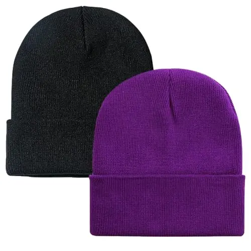 ZOORON 1&2 Pack Erkaklar va Ayollar uchun Beanie Qalpog'i Yumshoq Qishki Trikotaj Shlyapalar Unisex Ski Shlyapasi 