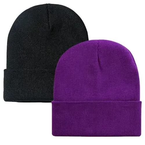 ZOORON 1&2 Pack Erkaklar va Ayollar uchun Beanie Qalpog'i Yumshoq Qishki Trikotaj Shlyapalar Unisex Ski Shlyapasi - 1
