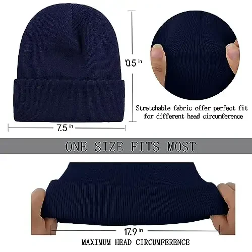ZOORON 1&2 Pack Erkaklar va Ayollar uchun Beanie Qalpog'i Yumshoq Qishki Trikotaj Shlyapalar Unisex Ski Shlyapasi - 3