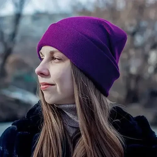 ZOORON 1&2 Pack Erkaklar va Ayollar uchun Beanie Qalpog'i Yumshoq Qishki Trikotaj Shlyapalar Unisex Ski Shlyapasi - 5