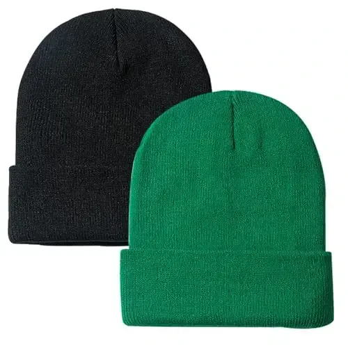ZOORON 1&2 Pack Erkaklar va Ayollar uchun Beanie Qalpog'i Yumshoq Triko Qishki Shapka Uniseks - 1