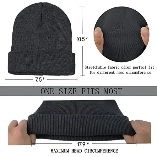 ZOORON 1&2 Pack Erkaklar va Ayollar uchun Beanie Qalpog'i Yumshoq Triko Qishki Shapka Uniseks - 3