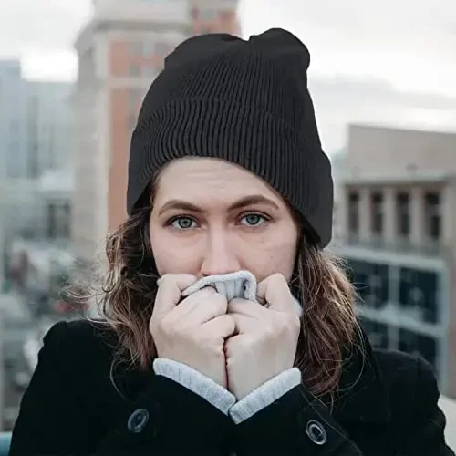 ZOORON 1&2 Pack Erkaklar va Ayollar uchun Beanie Qalpog'i Yumshoq Triko Qishki Shapka Uniseks - 5