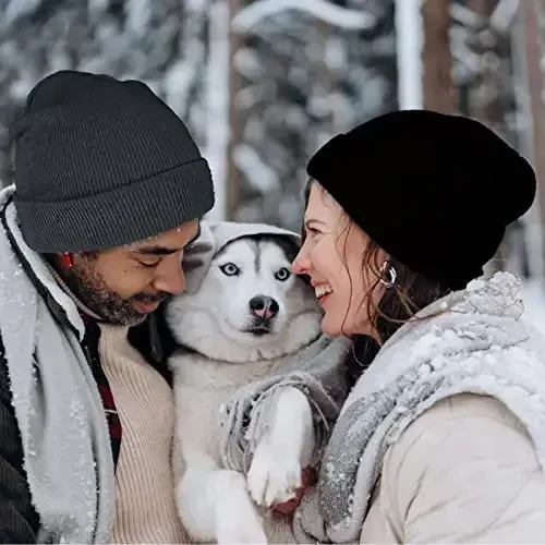 ZOORON 1&2 Pack Erkaklar va Ayollar uchun Beanie Qalpog'i Yumshoq Triko Qishki Shapka Uniseks - 6