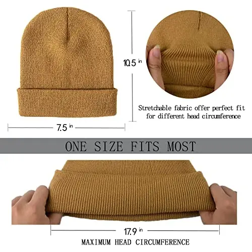 ZOORON 1&2 Pack Erkaklar va Ayollar uchun Beanie Qalpog'i Yumshoq Triko Shlyapa Unisex - 2