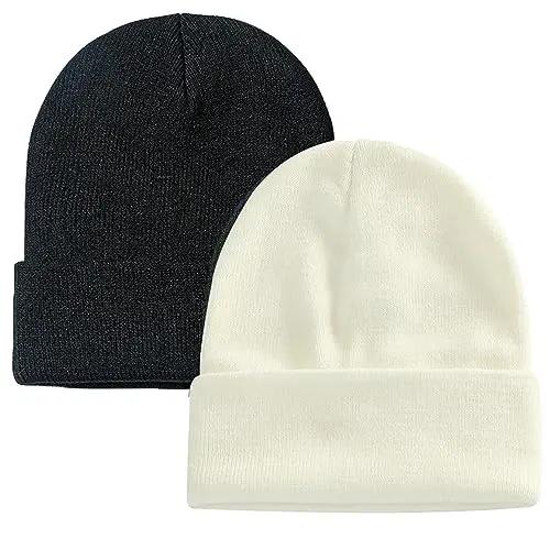 ZOORON 1&2 Pack Erkaklar va Ayollar uchun Beanie Qalpog'i Yumshoq Triko Shlyapalar Qishki Trikotaj Shapka Yumshoq Chang'i Shapka Unisex - 1