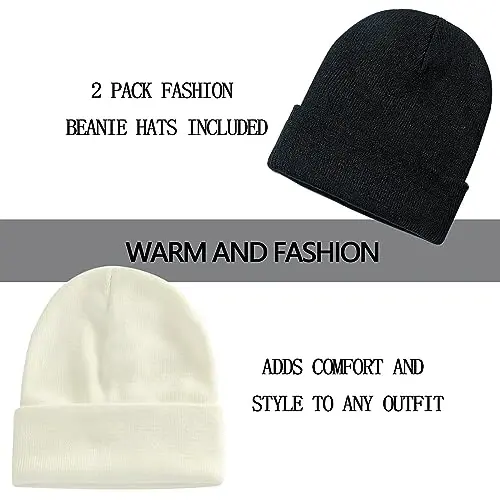 ZOORON 1&2 Pack Erkaklar va Ayollar uchun Beanie Qalpog'i Yumshoq Triko Shlyapalar Qishki Trikotaj Shapka Yumshoq Chang'i Shapka Unisex - 2
