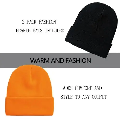 ZOORON 1&2 Pack Erkaklar va Ayollar uchun Beanie Shlyapa Qishki Trikotaj Shapka Yumshoq Ski Shapkasi Uniseks - 2