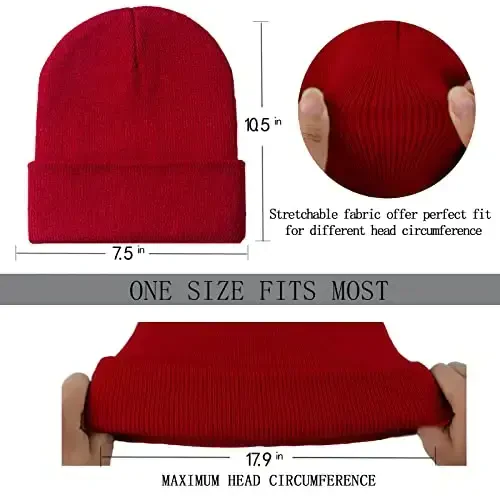 ZOORON 1&2 Pack Erkaklar va Ayollar uchun Beanie Slouchy Beanie Shlyapalar Qishki Trikotaj Qalpog'i Yumshoq Chang'i Shlyapasi Uniseks - 3