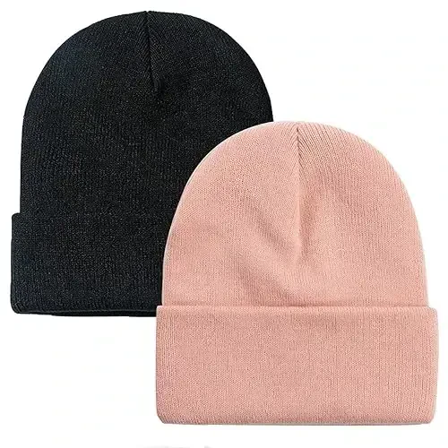 ZOORON 1&2 Pack Erkaklar va Ayollar uchun Beanie Slouchy Beanie Shlyapalar Qishki Trikotaj Shlyapalar Yumshoq Chang'i Shlyapasi Unisex - ZOORON
