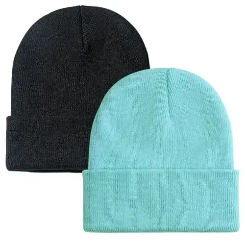 ZOORON 1&2 Pack Erkaklar va Ayollar uchun Beanie Yumshoq Qishki Triko Shapka Uniseks 
