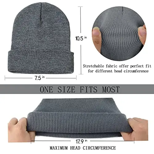 ZOORON 1&2 Pack Erkaklar va Ayollar uchun Beanie, Yumshoq Qishki Triko Shapka, Unisex Ski Shapka - 3