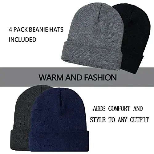 ZOORON 1&2 Pack Erkaklar va Ayollar uchun Beanie, Yumshoq Qishki Triko Shapka, Unisex Ski Shapka - 2