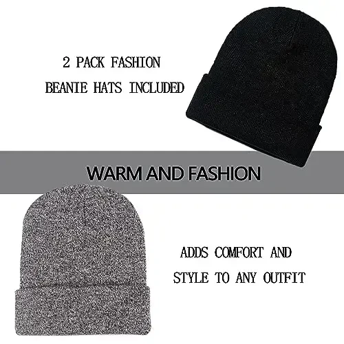 ZOORON 1&2 Pack Erkaklar va Ayollar uchun Beanie Yumshoq Triko Qishki Shlyapalar Yumshoq chang'i shlyapasi Unisex - 2