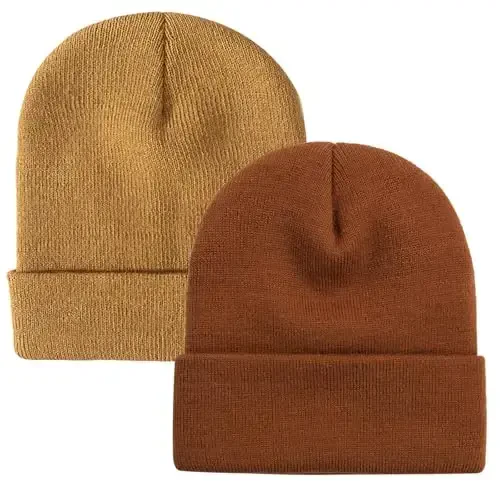 ZOORON 1&2 Pack Erkaklar va Ayollar uchun Bini Qalpog'i Qishki Trikotaj Qalpog'i Yumshoq Chang'i Qalpog'i Unisex - 1