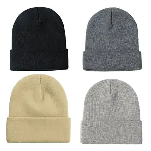 ZOORON 1&2 Pack Erkaklar va Ayollar uchun Bini Shapka Qishki Trikotaj Shapka Yumshoq Chang'i Shapka Unisex - 1