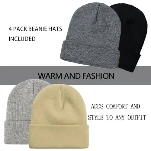 ZOORON 1&2 Pack Erkaklar va Ayollar uchun Bini Shapka Qishki Trikotaj Shapka Yumshoq Chang'i Shapka Unisex - 2