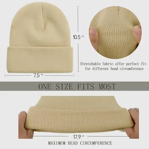 ZOORON 1&2 Pack Erkaklar va Ayollar uchun Bo'shashgan Beanie Qalpog'i Qishki Trikotaj Qalpog'i Yumshoq chang'i Qalpog'i Unisex - 3