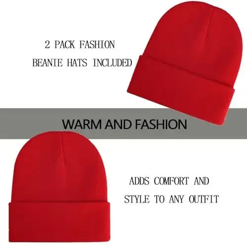 ZOORON 1&2 Pack Erkaklar va Ayollar uchun Boshi berk Shlyapa Qishki Trikotaj Qalpog'i Yumshoq Chang'i Shapkasi Unisex - 2