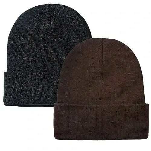 ZOORON 1&2 Pack Erkaklar va ayollar uchun Slouchy Beanie Shapkalari Qishki trikotaj qalpoqlar Yumshoq chang'i shapkasi Unisex 