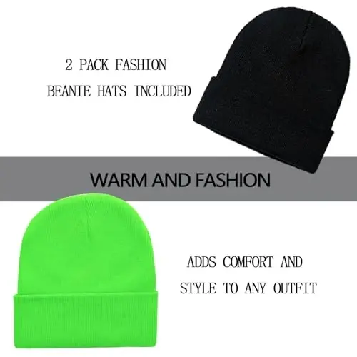 ZOORON 1&2 Pack Erkaklar va Ayollar uchun To'qilgan Qalpog'i Qishki Triko Shapka Yumshoq Ski Shapka Unisex - 2