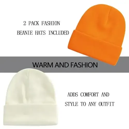 ZOORON 1&2 Pack Erkaklar va Ayollar uchun To'qilgan Shlyapa Qishki Triko Shlyapalar Yumshoq Chang'i Shapkasi Unisex - 2