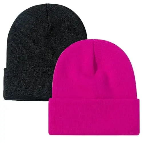 ZOORON 1&2 Pack Erkaklar va ayollar uchun yumshoq shapka Qishki trikotaj shapkalar Yumshoq chang'i shapka Unisex - 1