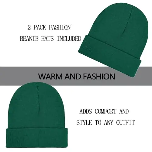 ZOORON 1&2 Pack Beanie for Men Women Slouchy Beanie Hats Winter Knit Caps Soft Ski Hat Unisex - 2