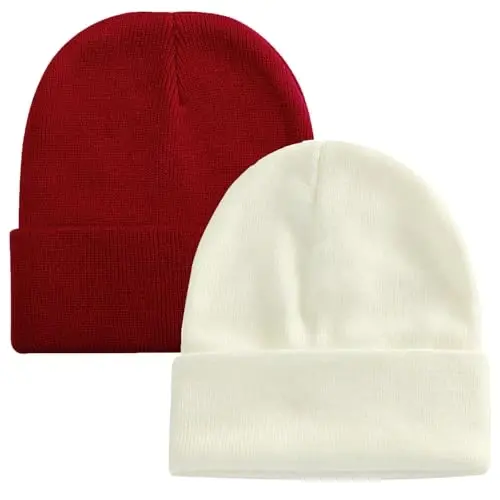 ZOORON 1&2 Pack Beanie for Men Women Slouchy Beanie Hats Winter Knit Caps Soft Ski Hat Unisex - 1