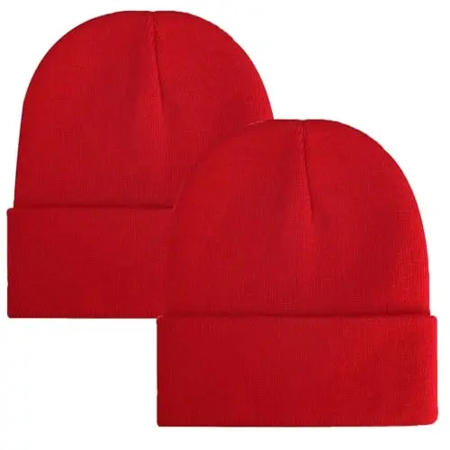 ZOORON 1&2 Pack Beanie for Men Women Slouchy Beanie Hats Winter Knit Caps Soft Ski Hat Unisex - 1