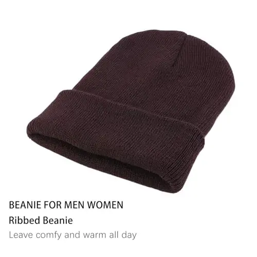 ZOORON 1&2 Pack Beanie for Men Women Slouchy Beanie Hats Winter Knit Caps Soft Ski Hat Unisex - 2