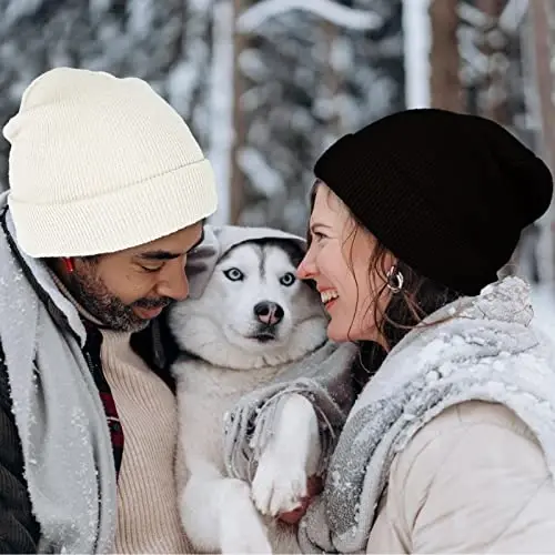 ZOORON 1&2 Pack Beanie for Men Women Slouchy Beanie Hats Winter Knit Caps Soft Ski Hat Unisex - 6