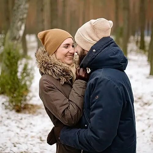 ZOORON 1&2 Paket Bere Erkekler Kadınlar için Bol Bere Şapkalar Kışlık Örme Şapkalar Yumuşak Kayak Şapkası Unisex - 5