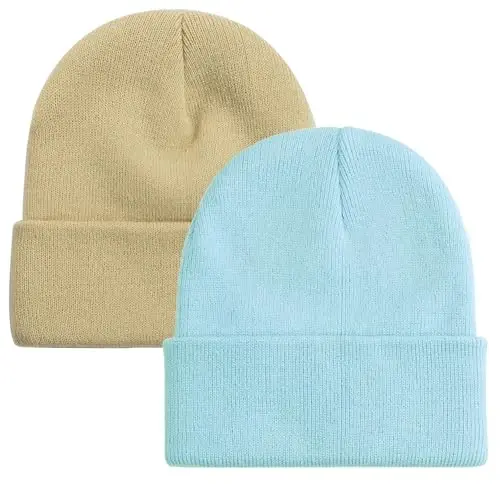ZOORON 1&2 Pack Beanie for Men Women Slouchy Beanie Hats Winter Knit Caps Soft Ski Hat Unisex - 1