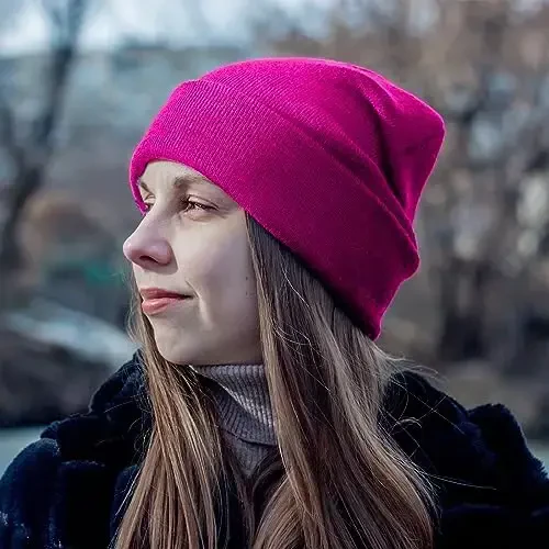 ZOORON 1&2 Pack Beanie for Men Women Slouchy Beanie Hats Winter Knit Caps Soft Ski Hat Unisex - 4